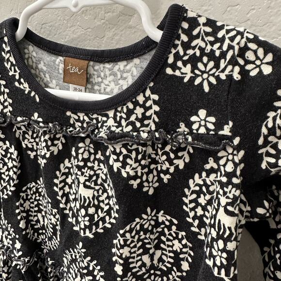 Tea Collection Black & Cream Patterned Tiered Dress - Picture 2 of 8